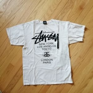 Stussy World Tour Tshirt Light Grey Size M